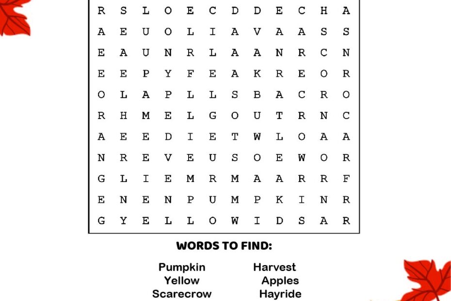 Fall Word Search Puzzles Printable Printable edu pe