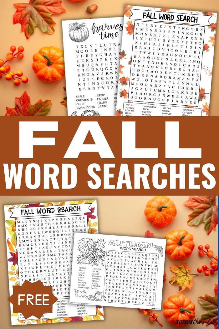 Fall Word Searches Free Printable Word Search Maker