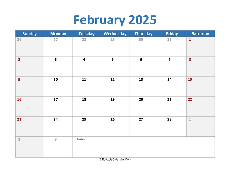 February 2025 Printable Calendar Word Free Editable Caryl Quintilla