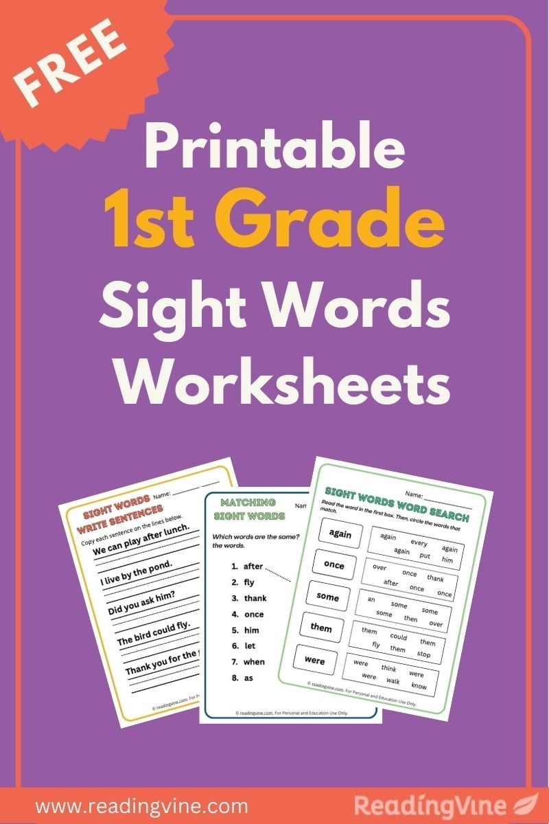 First Grade Sight Words Worksheets ReadingVine