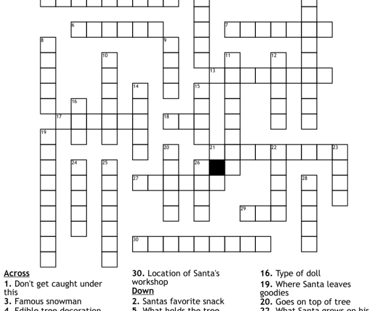 Free Christmas Crossword Puzzles Printable Free Crossword Puzzles