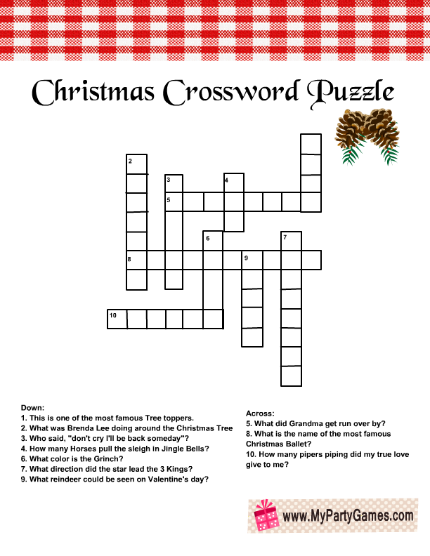 Free Christmas Crossword Puzzles Printable Printable Templates By Nora