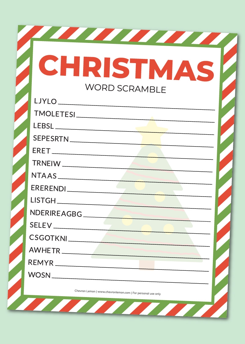 Free Christmas Word Scramble Printable Lights Crystal