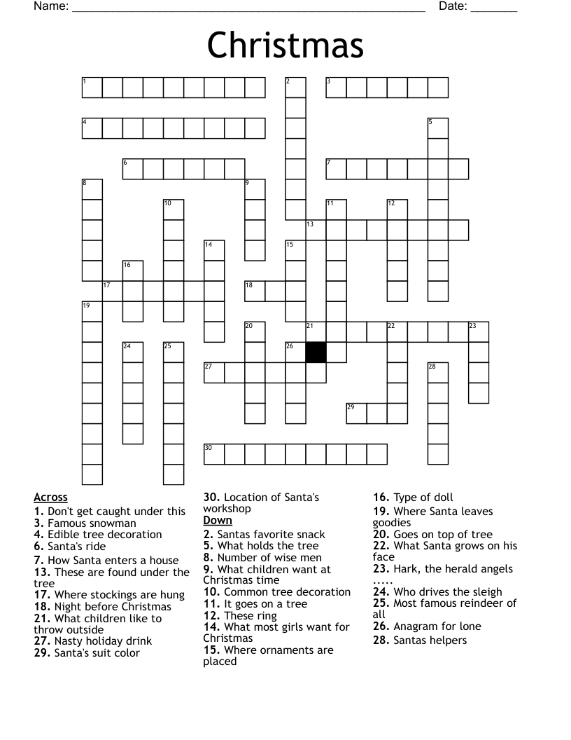 Free Easy Printable Christmas Crossword Puzzles Free Printable Templates