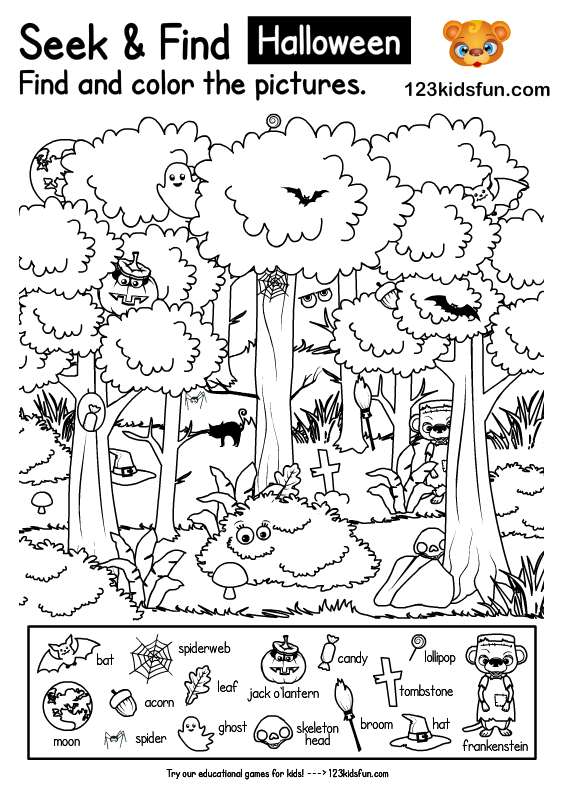 Free Halloween Seek And Find Printables For Kids 123 Kids Fun Apps