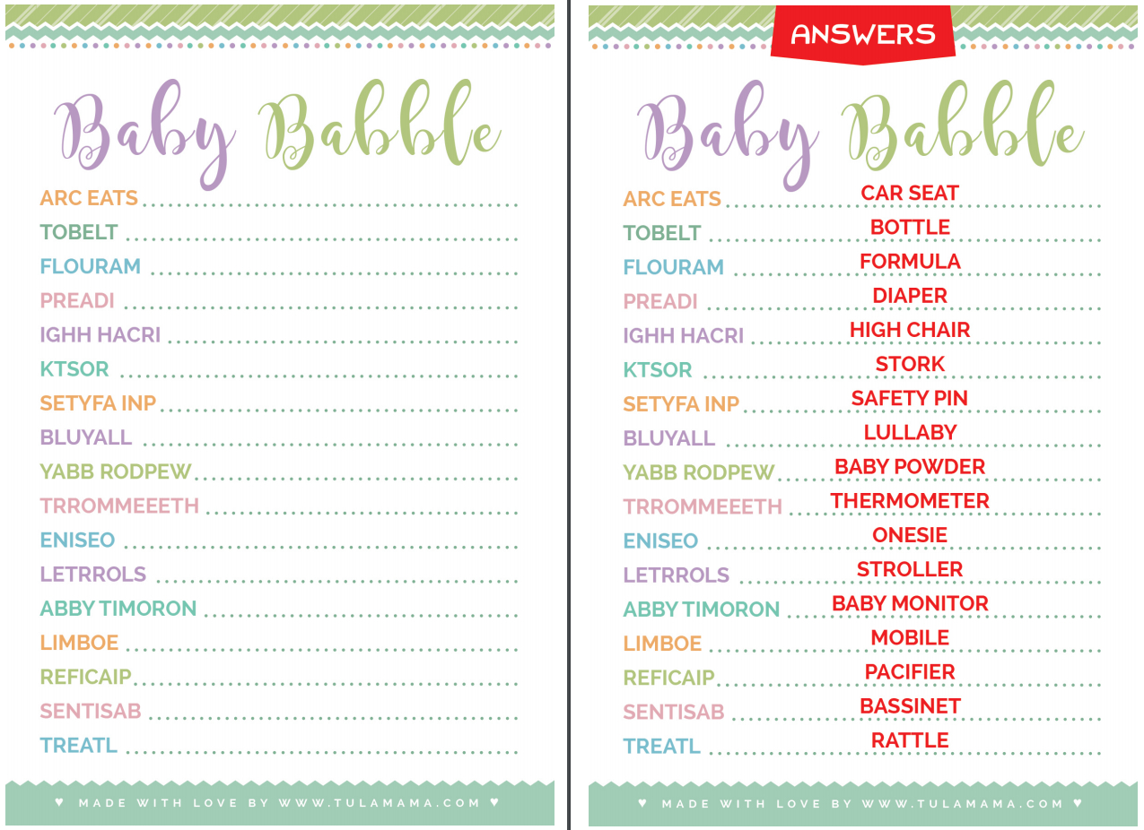 Free Printable Baby Shower Word Scramble Free Printable