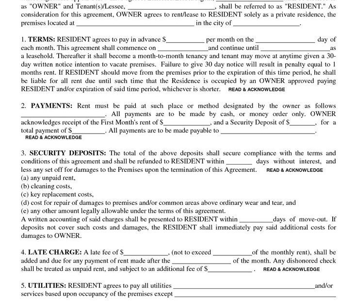 Free Printable Basic Rental Agreement Word Printable New Year Banners