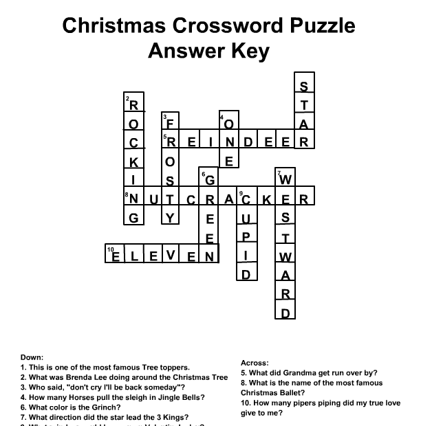 Free Printable Christmas Crossword Puzzles With Answers Free