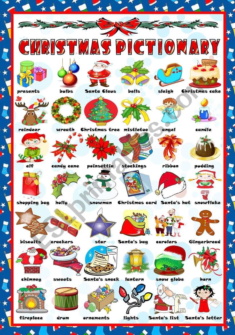 Free Printable Christmas Pictionary Words Free Printable Bilarasa