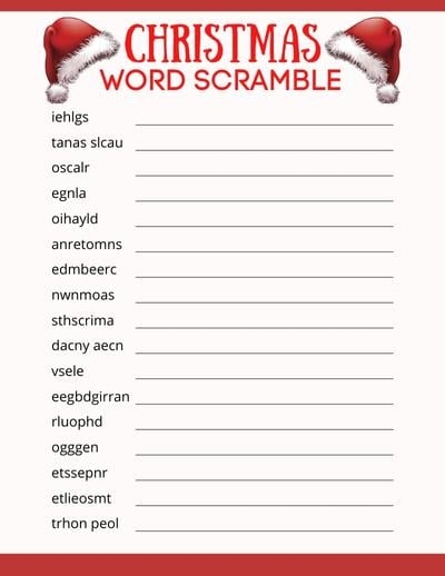 Free Printable Christmas Word Scramble Puzzles For Kids