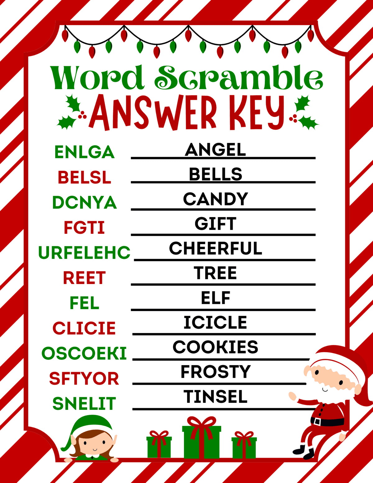 Free Printable Christmas Word Scramble Puzzles For Kids Worksheets 