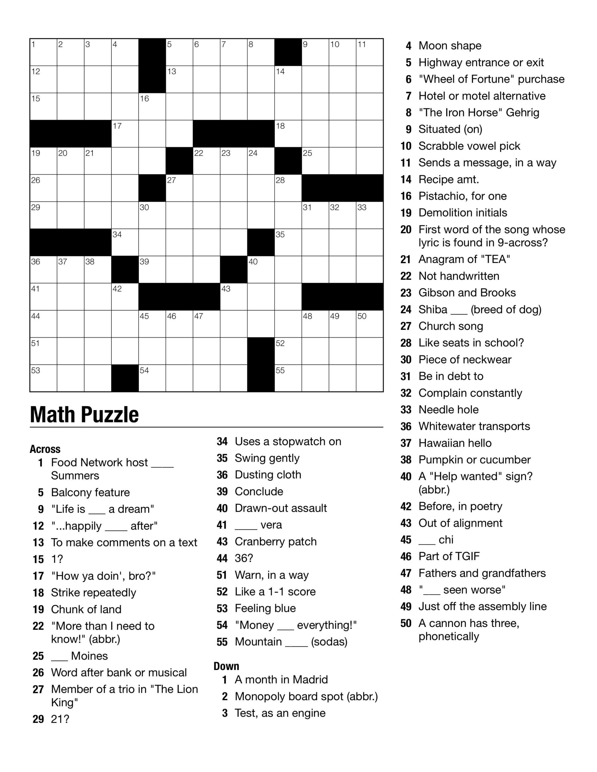 Free Printable Crossword Puzzle Maker Rytehomes