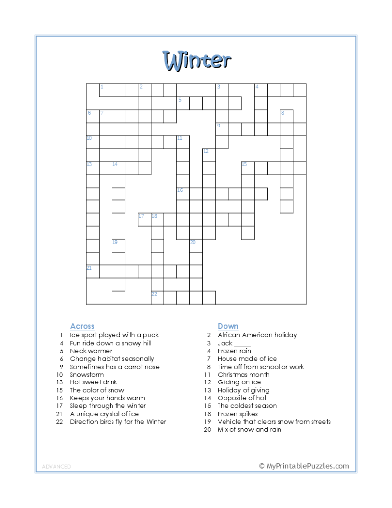 Free Printable Crossword Puzzles Holiday Download Free Printable 