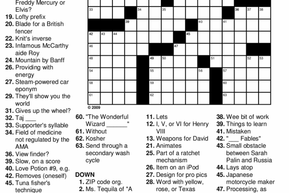 Free Printable Crossword Puzzles Medium Difficulty Pdf Printable
