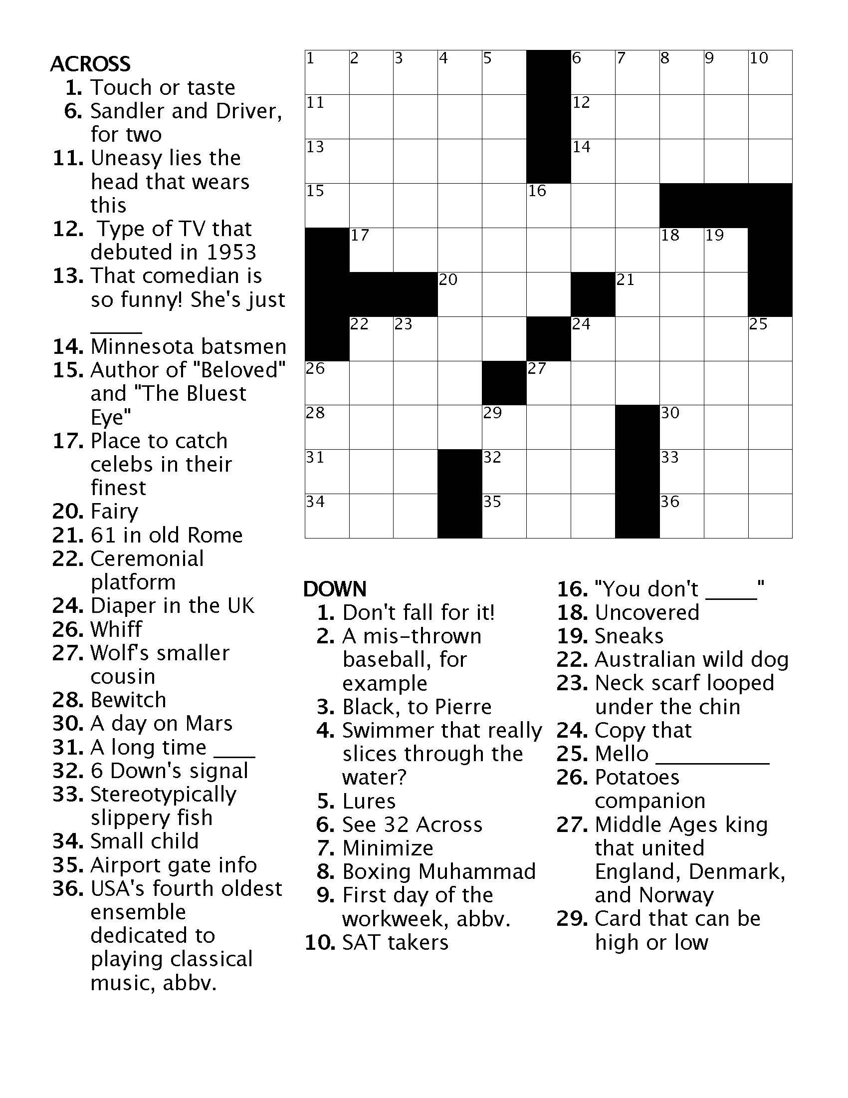 Free Printable Crossword Puzzles Pdf Download Free Printable Crossword 