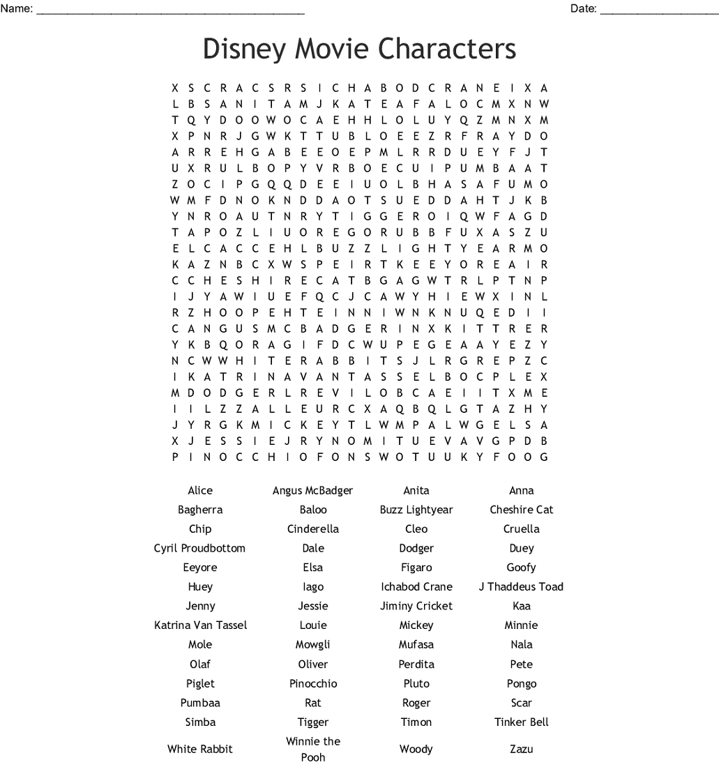Free Printable Disney Word Search Printable Word Search NBKomputer