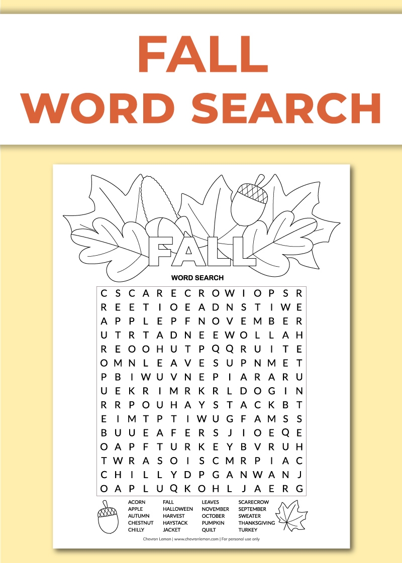 Free Printable Fall Word Search