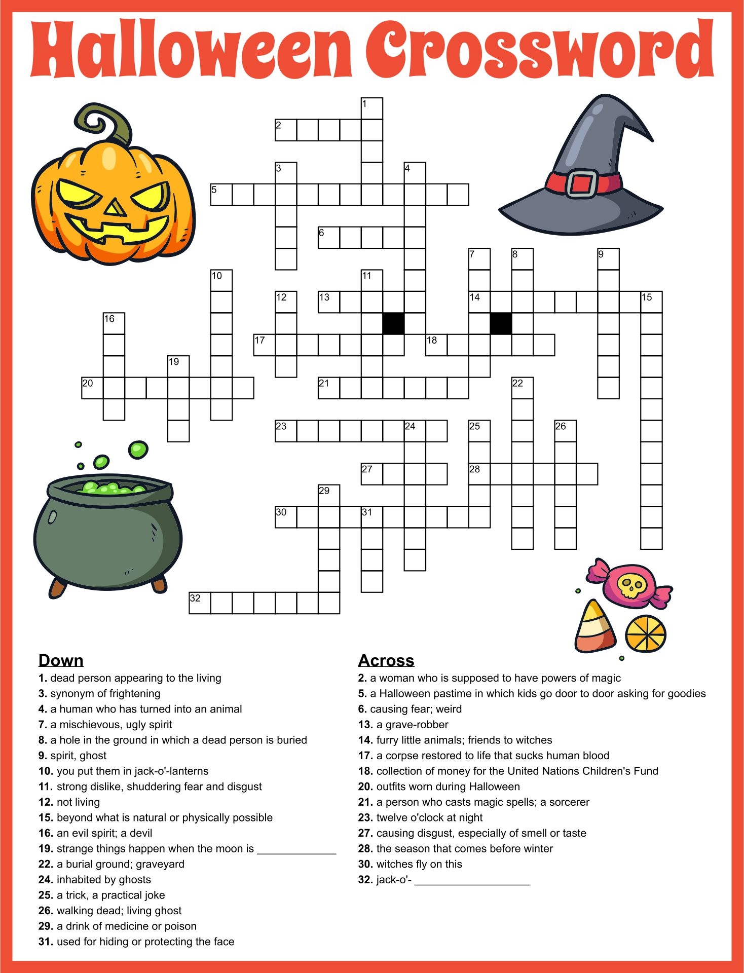 Free Printable Halloween Crossword Puzzles Free Printable Templates