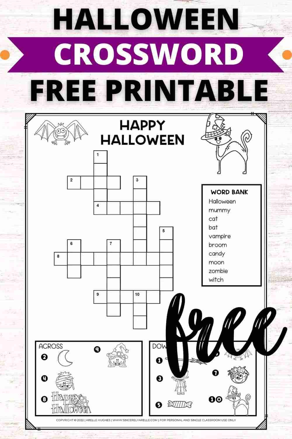 Free Printable Happy Halloween Crossword Puzzle For Kids Smart 