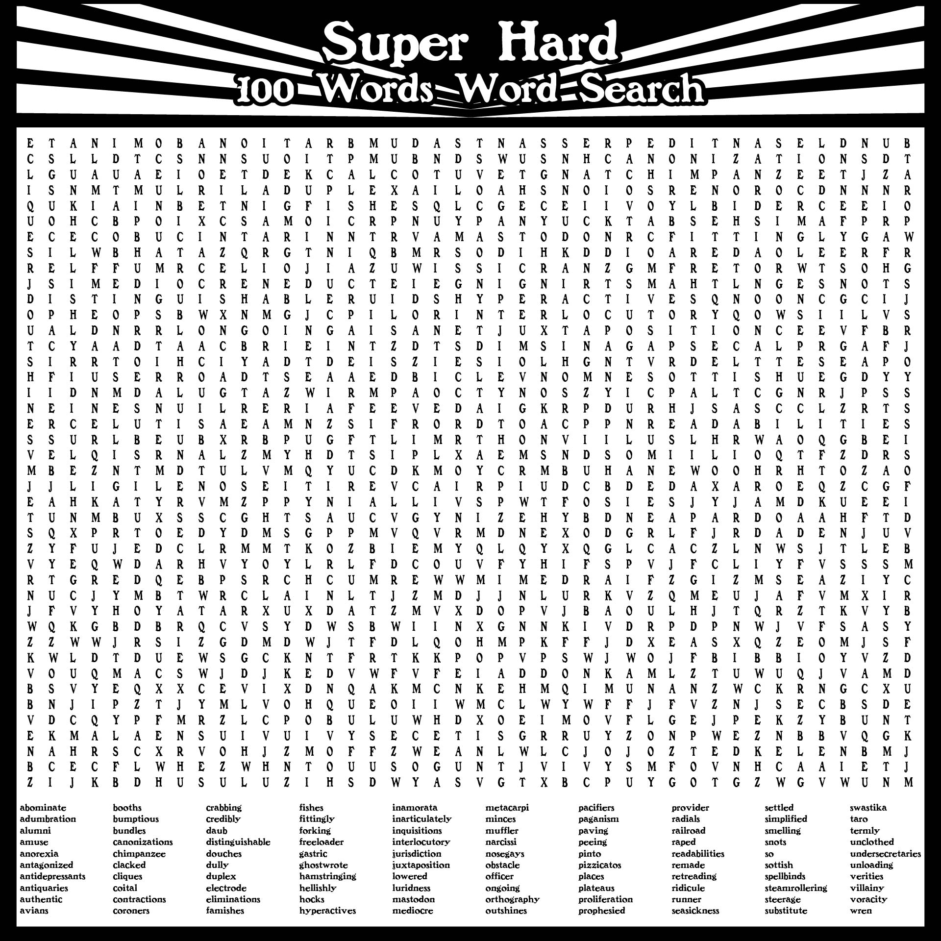 Free Printable Hard Word Search Puzzles For Adults Word Search Maker