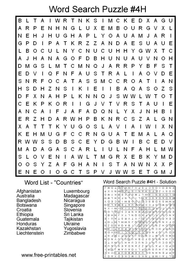 Free Printable Hard Word Searches PrintableTemplates Printable Word 