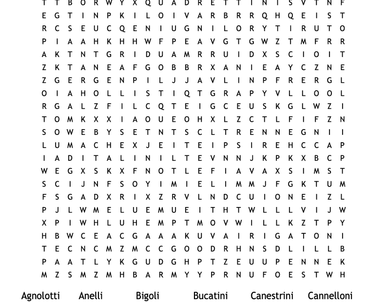 FREE PRINTABLE ITALY WORD SEARCHES 10 Puzzles On Food Fashion People
