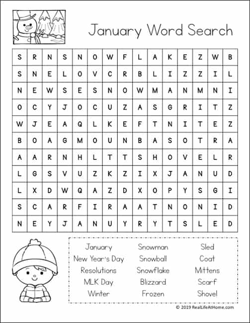 Free Printable January Word Search Word Search Maker