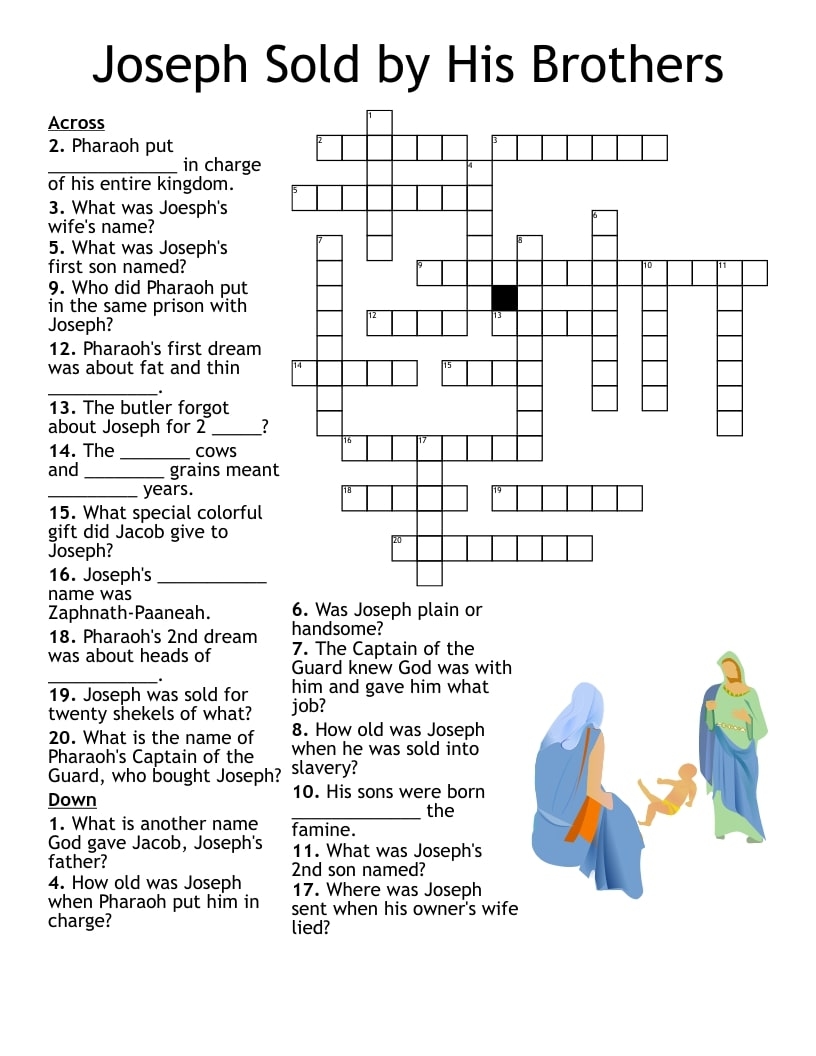 Free Printable Joseph Crossword Puzzles Printable JD