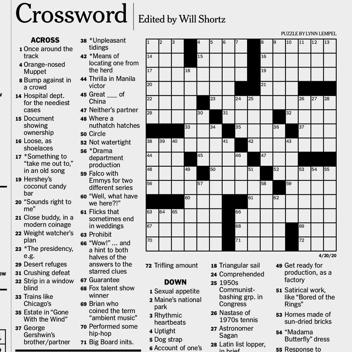 Free Printable Nyt Crossword Puzzles