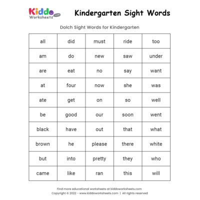 Free Printable Pre K Sight Words Worksheets Worksheets Library