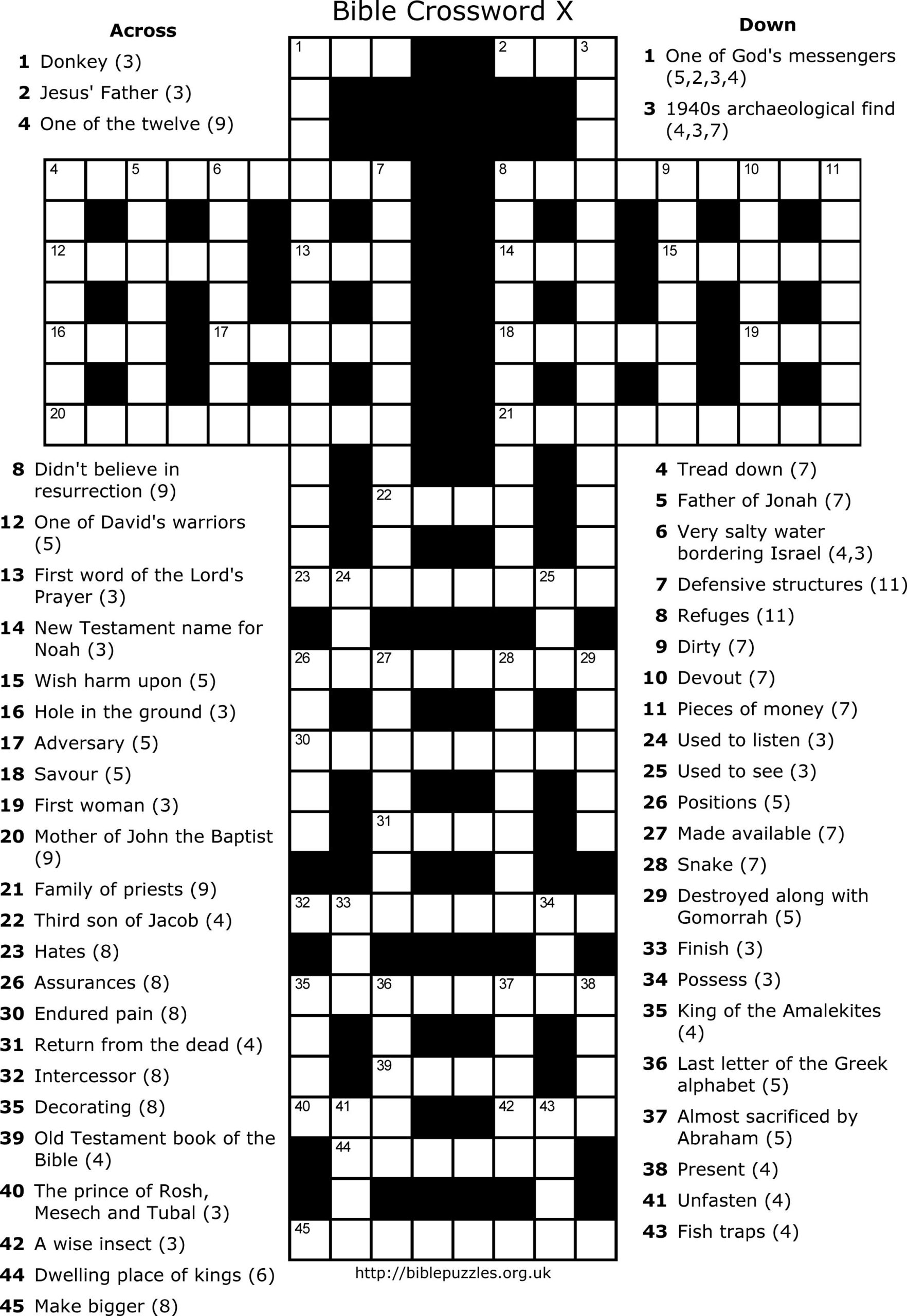 Free Printable Religious Crossword Puzzles Printable Crossword Puzzles