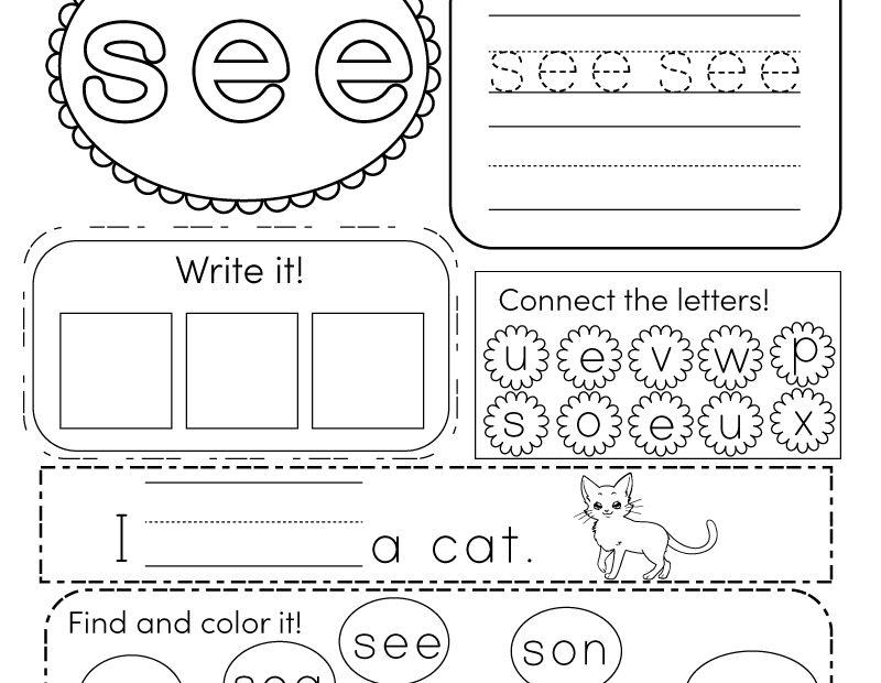 Free Printable Sight Word see Worksheet