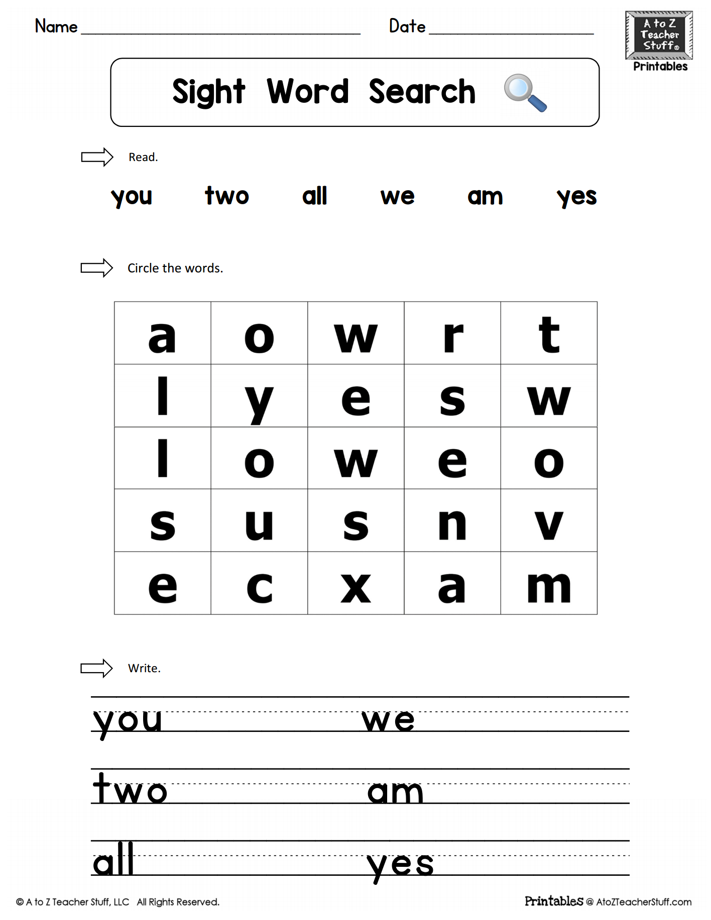 Free Printable Sight Word Worksheets Lopiassistant