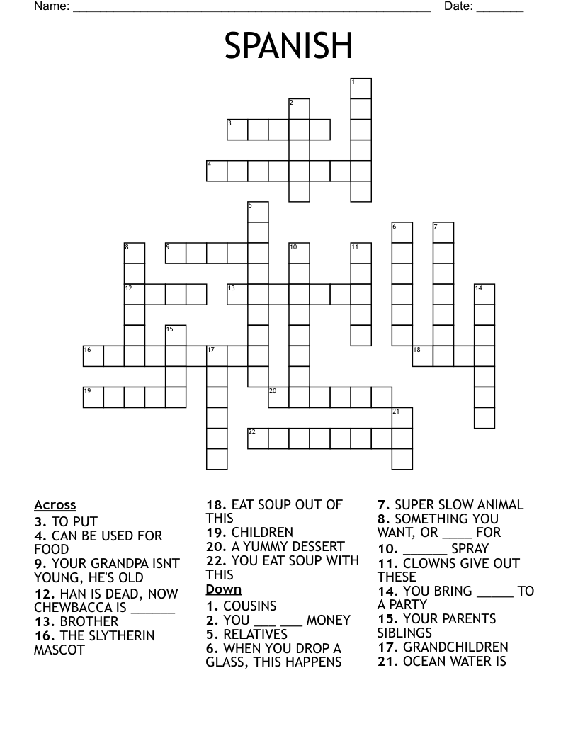 Free Printable Spanish Crossword Puzzles From Printab Vrogue co
