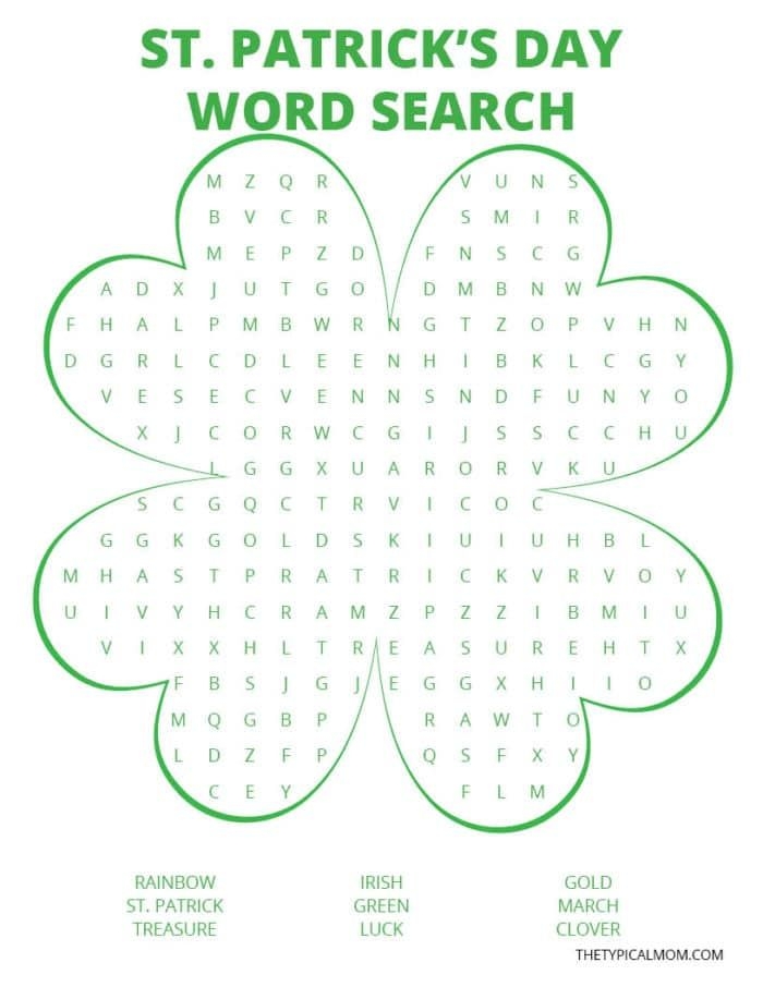 Free Printable St Patrick S Day Word Search Artofit