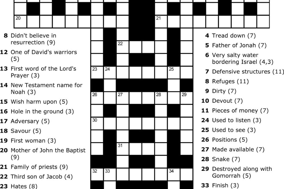 Free Printable Sunday School Crossword Puzzles Printable Crossword