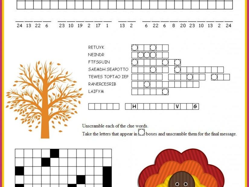 Free Printable Thanksgiving Crossword Puzzles