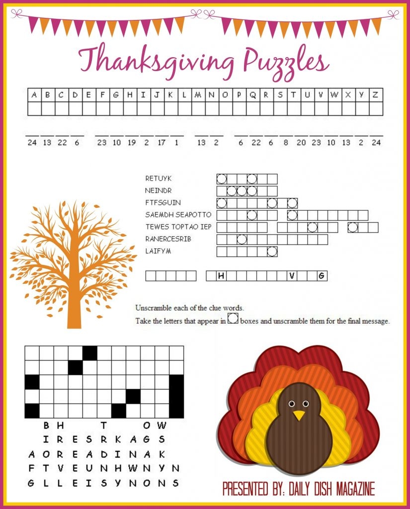 Free Printable Thanksgiving Crossword Puzzles