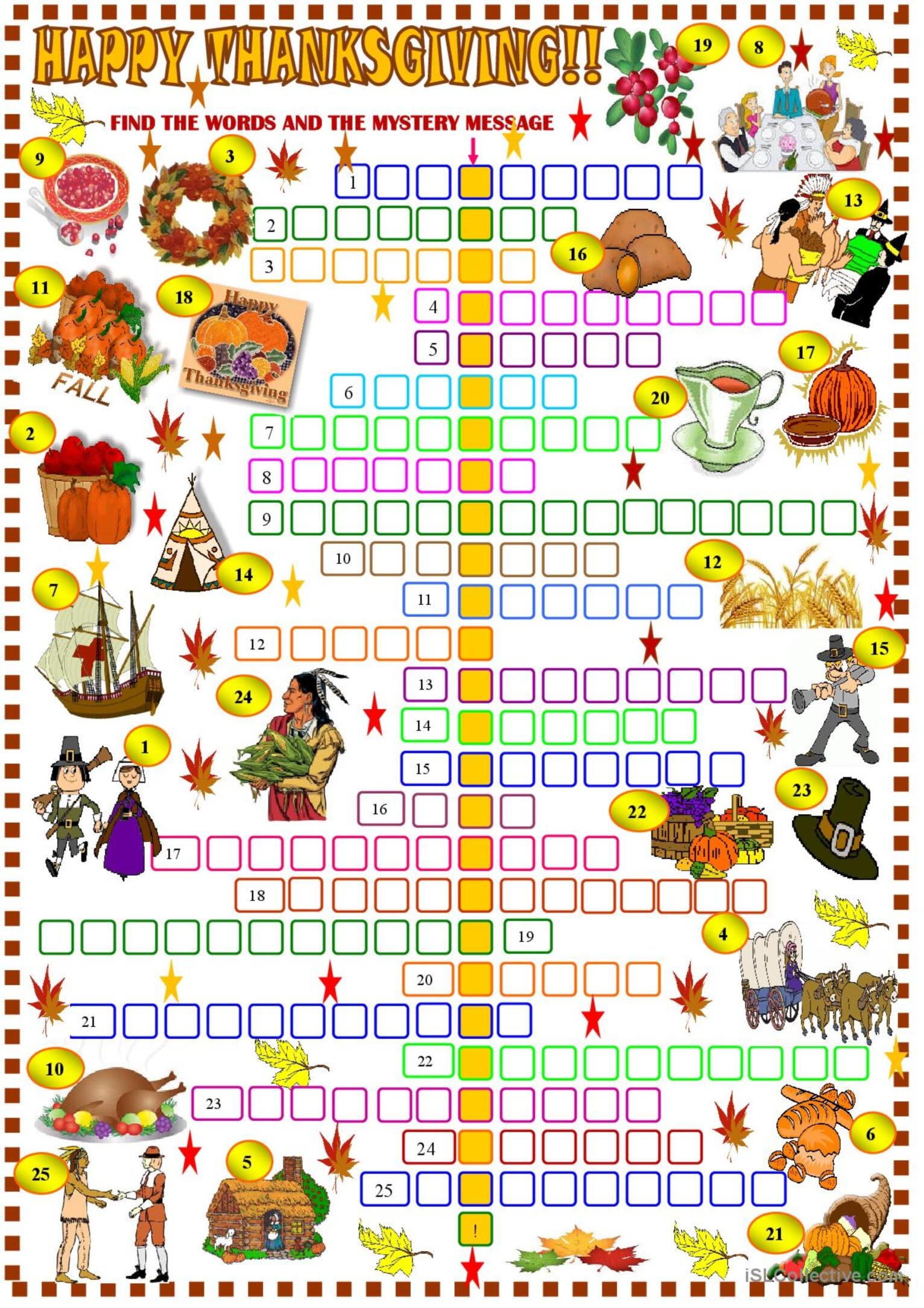 Free Printable Thanksgiving Crossword Puzzles