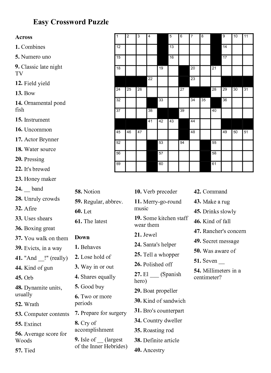 Free Printable Word Search Crossword Puzzles