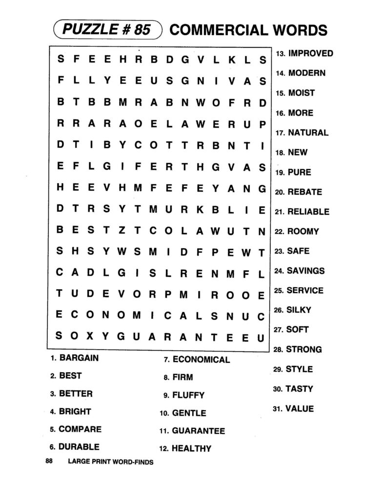 Free Printable Word Search Puzzles Adults Large Print Rossy Printable