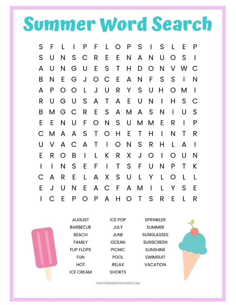 Free Printable Word Searches Summer Word Search Printable Free For 