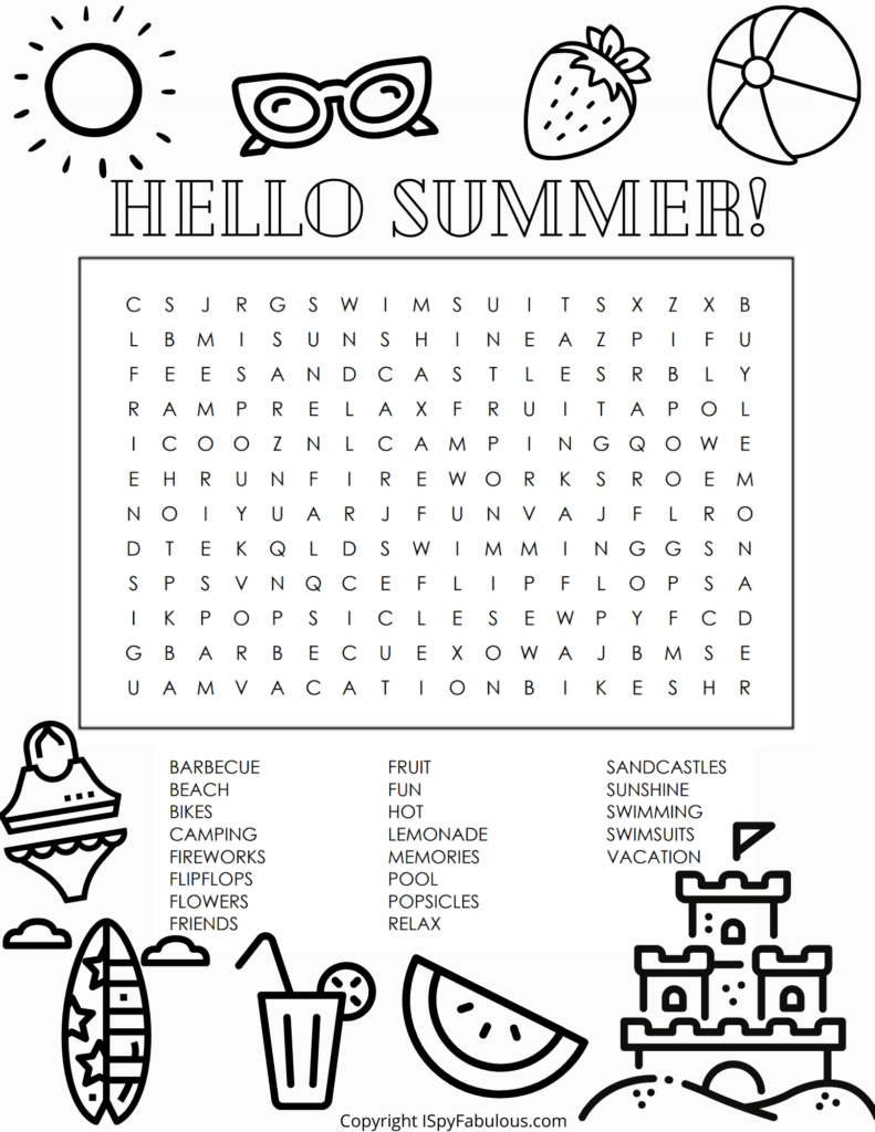 Free Printable Word Searches Summer Word Search Printable Free For 