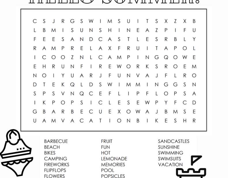 Free Printable Word Searches Summer Word Search Printable Free For