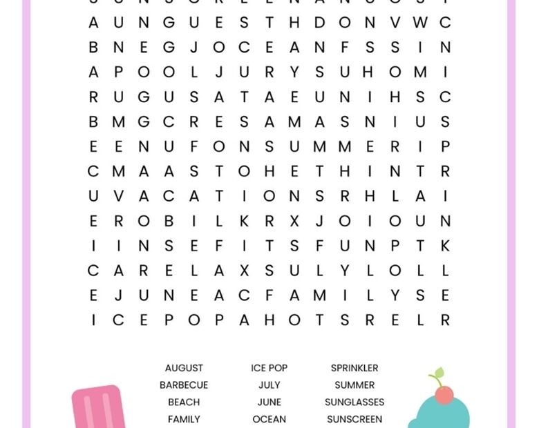 Free Printable Word Searches Summer Word Search Printable Free For