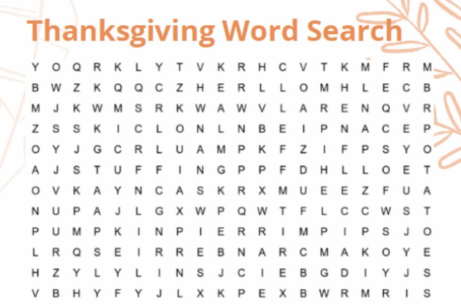 Free Thanksgiving Word Search Printable Word Search Maker