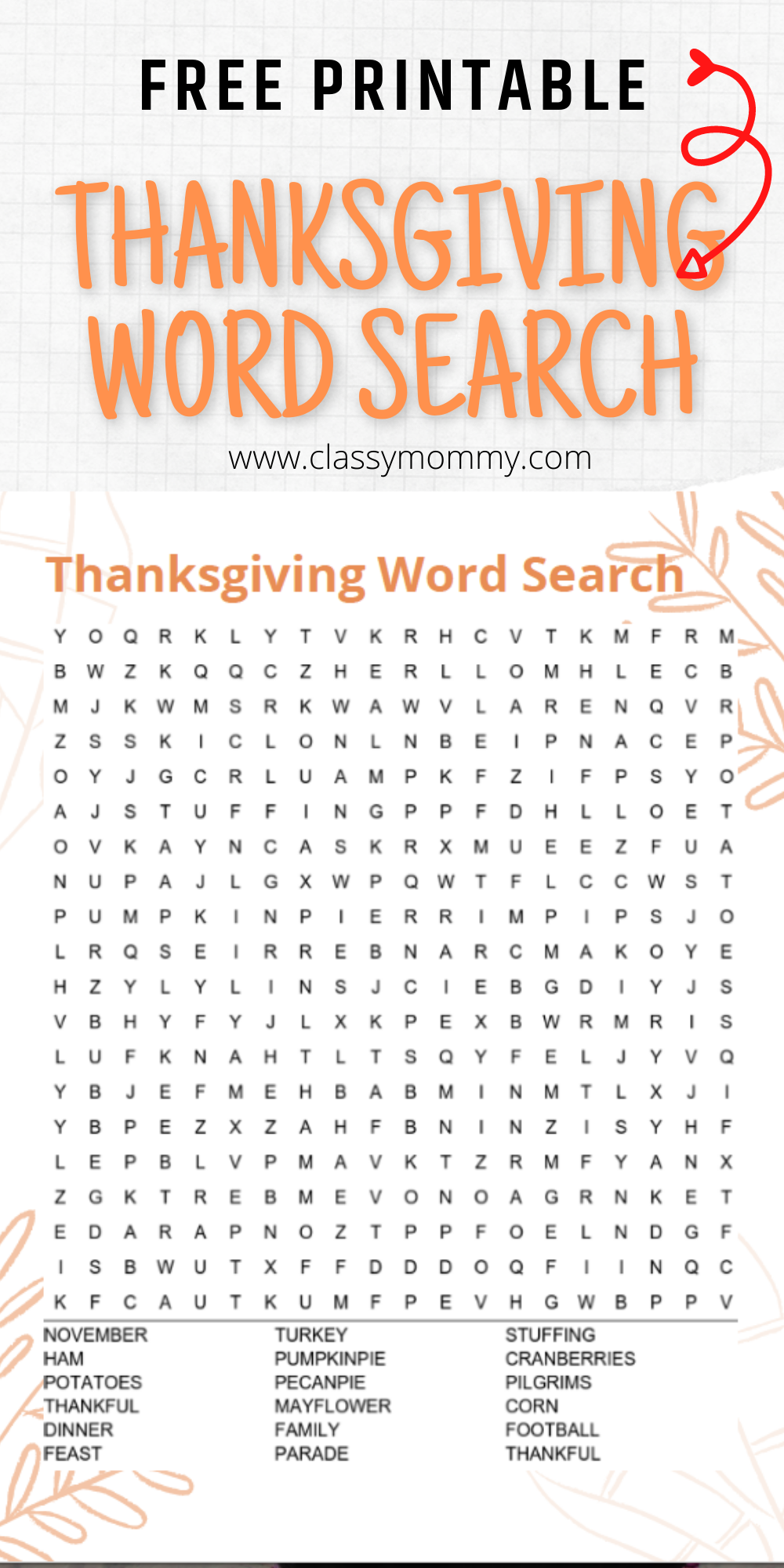 Free Thanksgiving Word Search Printable Word Search Maker