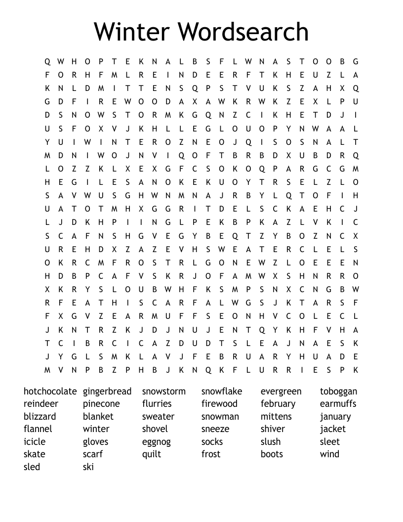 Free Winter Word Search Printable Word Search Maker