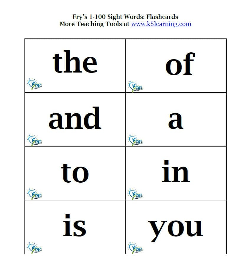 Fry Sight Word List Printable