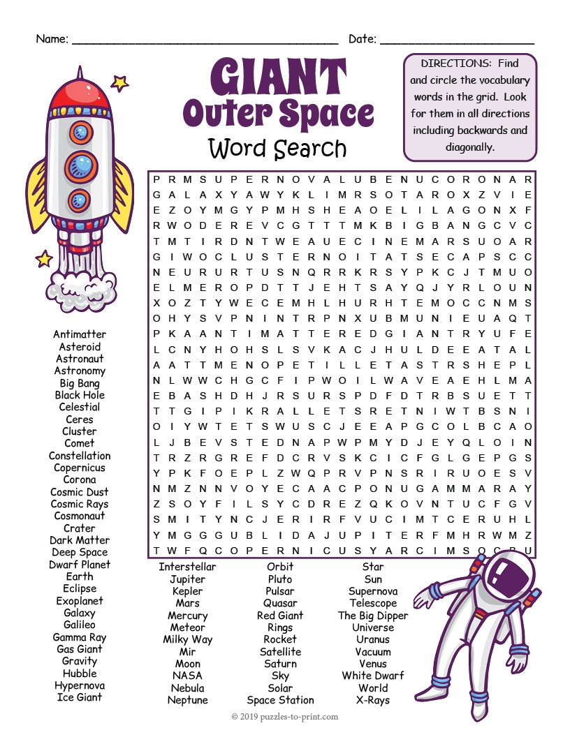 Giant Printable 6 Piece Word Search Word Search Maker